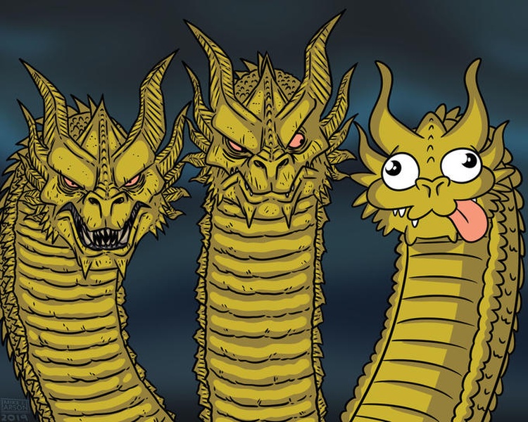 Three-Headed Dragon meme about school