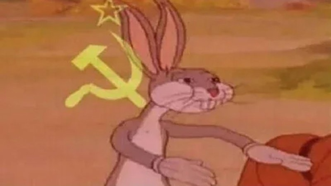Communist Bugs Bunny meme about school