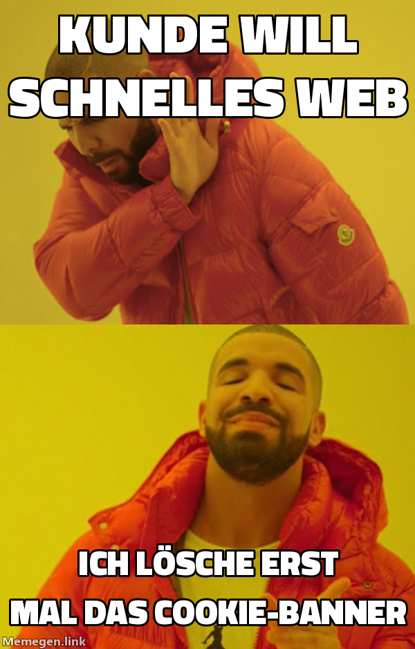 Kunde will schnelles Web / Ich lösche erst mal das Cookie-Banner