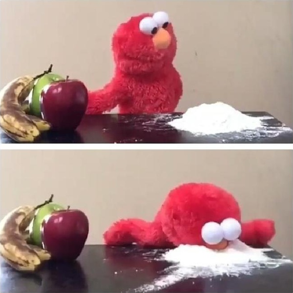 Elmo Choosing Cocaine meme about work