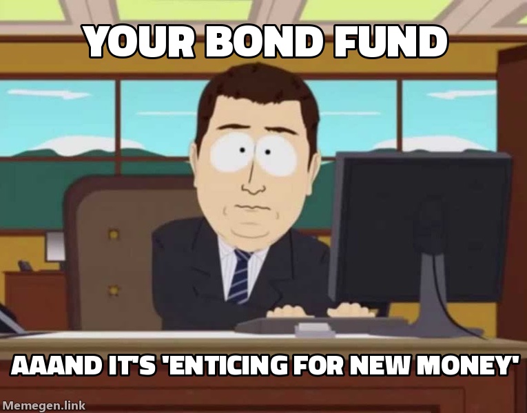 Your bond fund. But the strategist says it's 'enticing for new money,' so.