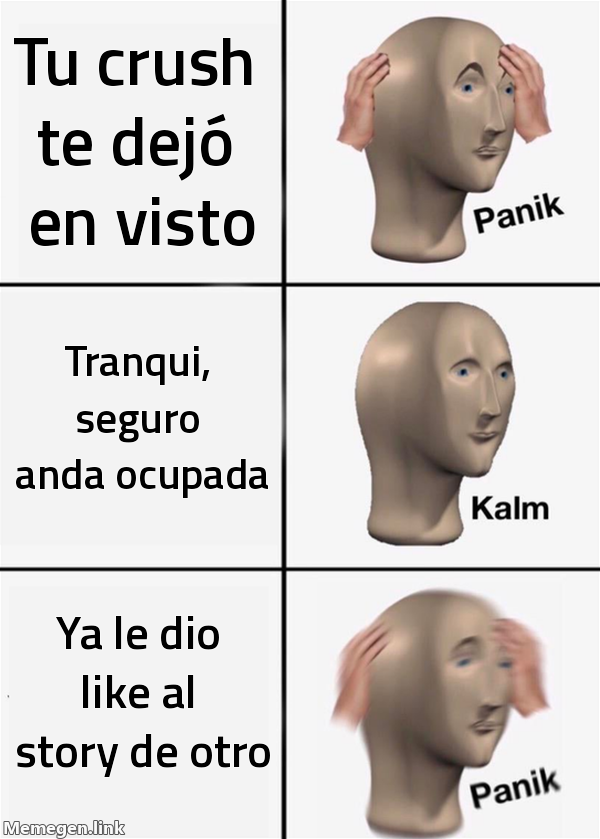 meme: tu crush te dejó en visto / tranqui, seguro anda ocupada / ya le dio like al story de otro