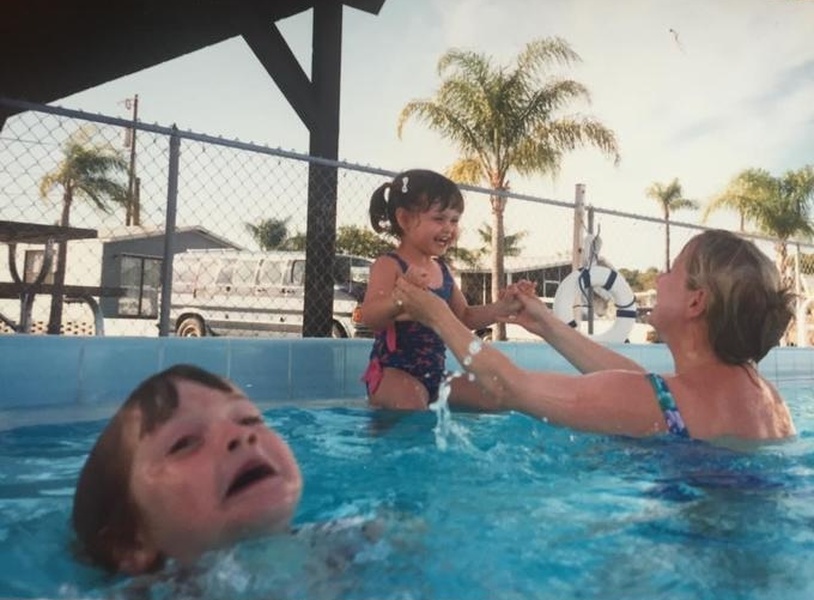 Mother Ignoring Kid Drowning In A Pool meme about Friday