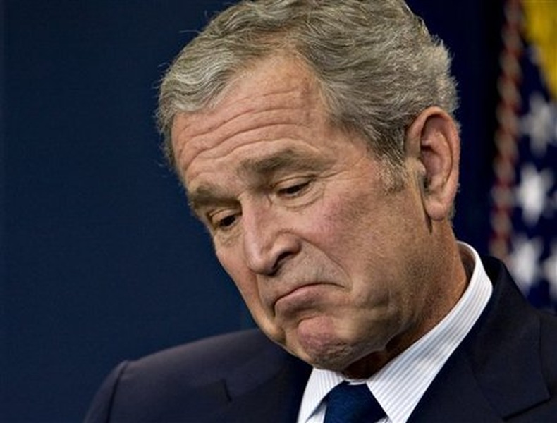 Sad George Bush meme about school